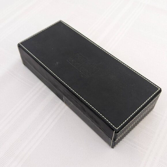 Bombay Company Tivoli Dominoes set - black leather stitched case - unused - Picture 4 of 5